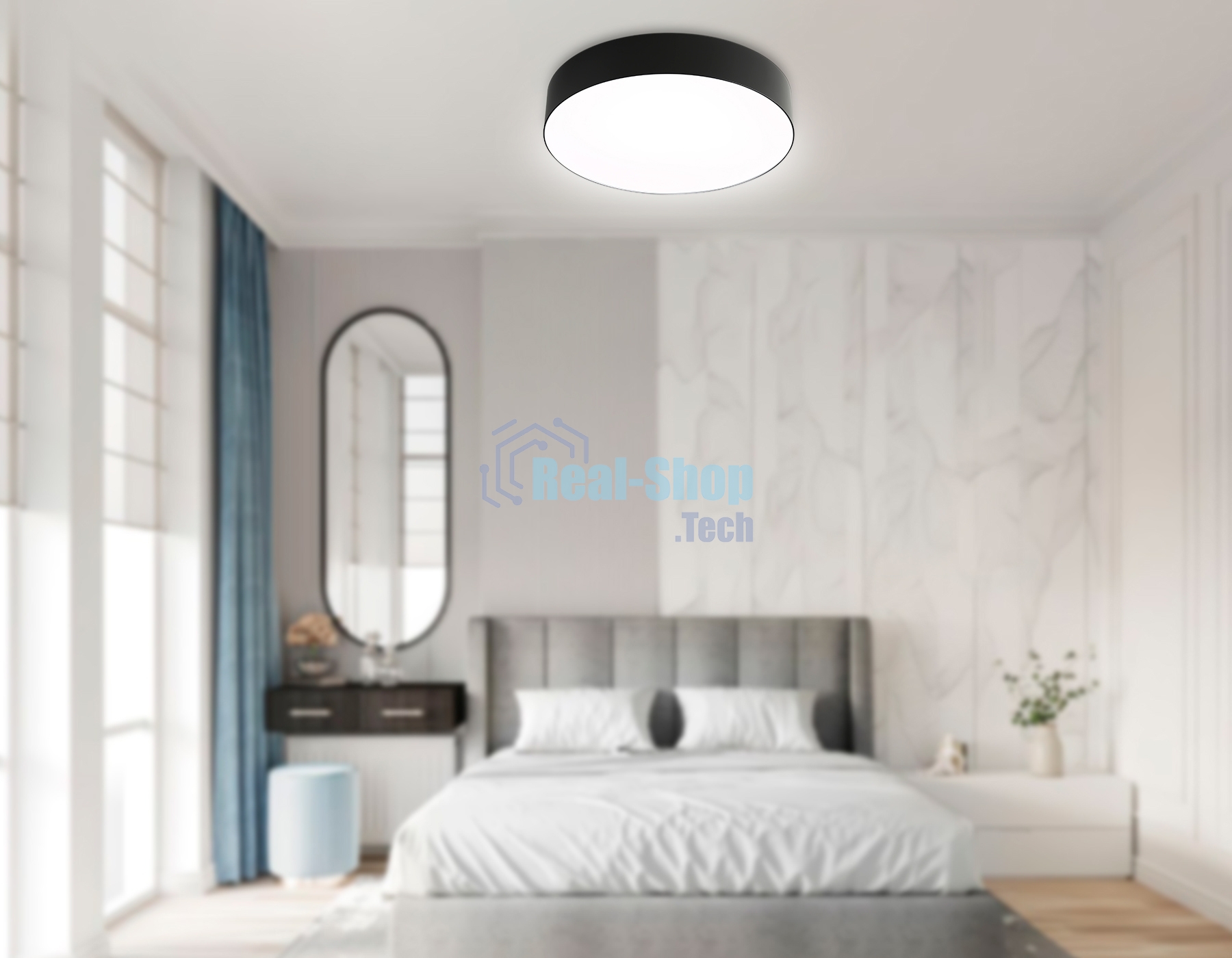 Потолочный светодиодный светильник Ambrella light FZ1360 BK черный IP20 40W 3000-6500K 390*80 (ПДУ ИК)