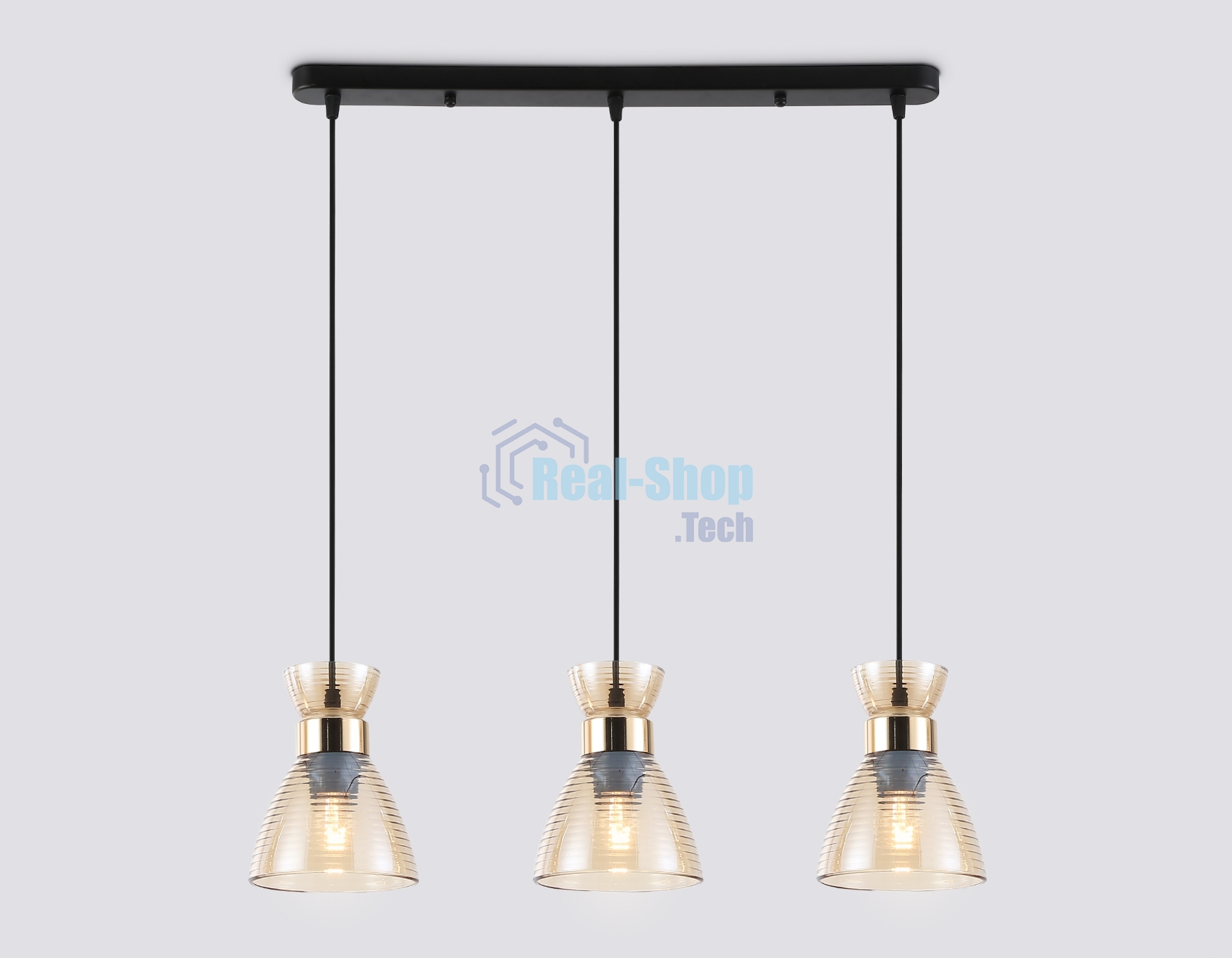 Светильник Ambrella light TR3404/3 BK/FGD/TI черный/золото/янтарь E27/3 max 60W 550*135*1000