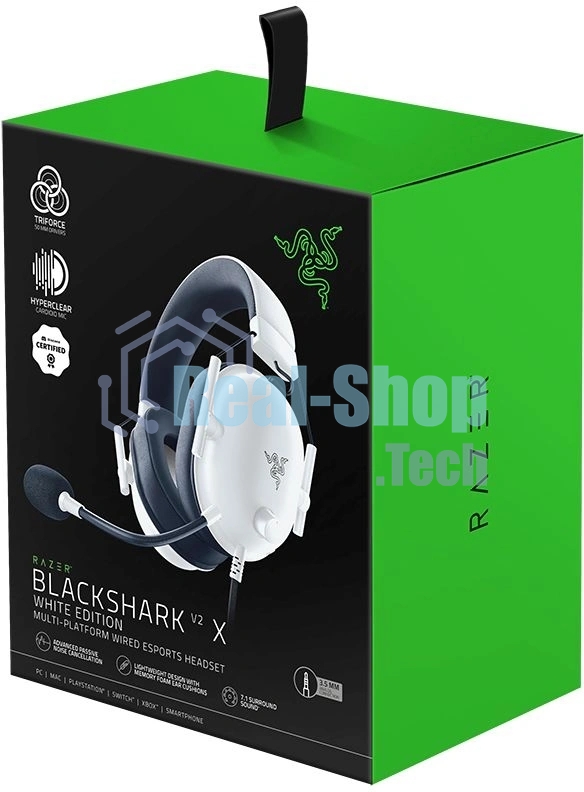 Гарнитура Razer Blackshark V2 X белый, проводная, 3.5 мм