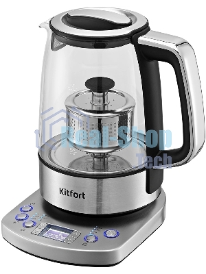 Чайник электрический Kitfort КТ-8717 1.7л. 2200Вт нержавеющая сталь/черный корпус: стекло/металл/пластик