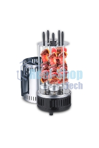 Шашлычница электрическая Centek CT-1460 1000Вт, Кварц нагр, Рецепты, 5 шамп (310мм), вращ 12раз/мин+ колба!