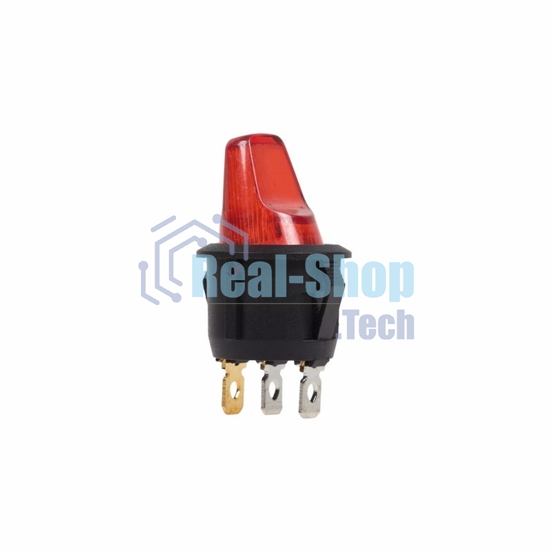 Выключатель клавишный Rexant круглый 250V 6А (3с) ON-OFF красный