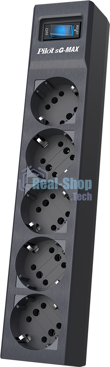 Сетевой фильтр Pilot sG-Max 5 outlets (GP), 15А/3.3 kVt, automatic circuit-breaker, 7 m, gfaphite