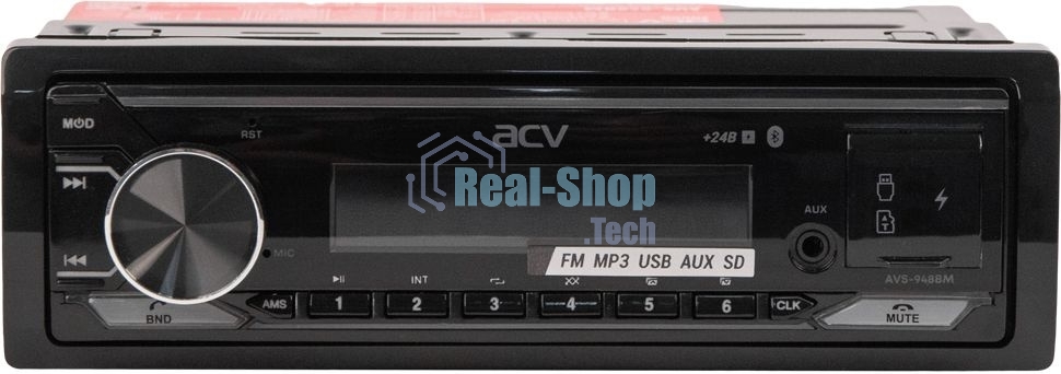 Автомагнитола ACV AVS-948BM, 1 DIN, Bluetooth, USB Type-A, AUX