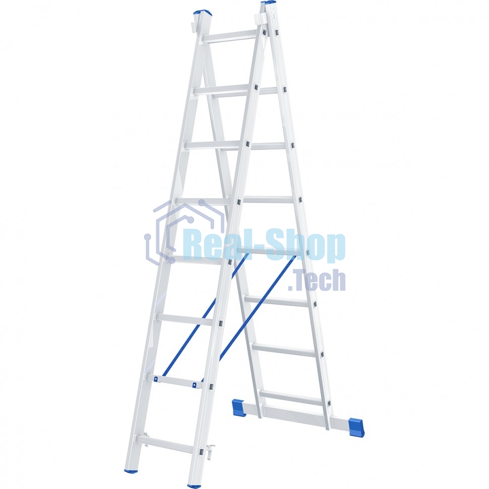 Лестница Сибртех, 2 х 8 ступеней, алюминиевая, двухсекционная