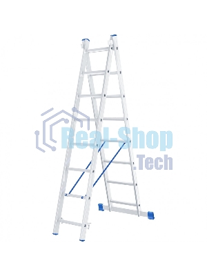 Лестница Сибртех, 2 х 8 ступеней, алюминиевая, двухсекционная