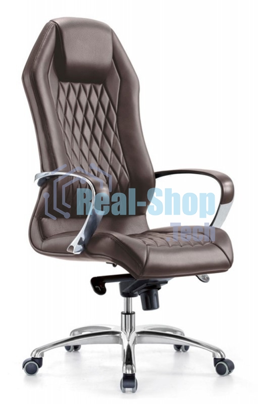 Кресло руководителя Бюрократ AURA/BROWN коричневый, кожа, крестовина алюминий
