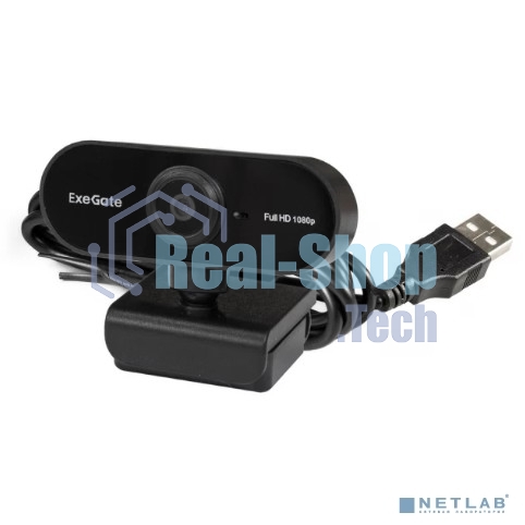 Веб-камера ExeGate Stream C925 Wide 1920x1080, 30 кадр/с, USB Type-A, микрофон (шумоподавление), шторка приватности, универсальное крепление, штатив в комплекте