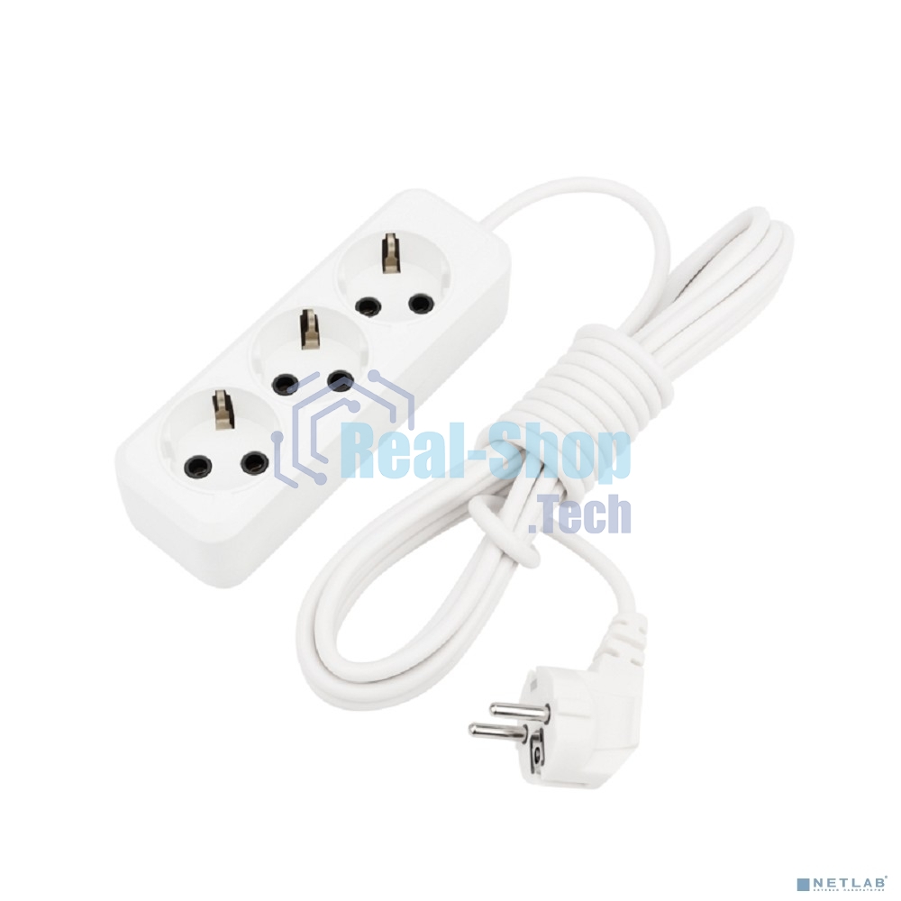 Удлинитель Rexant 3 гнезда, 5 м, 3х1.0 мм², с/з, белый (Сделано в России)