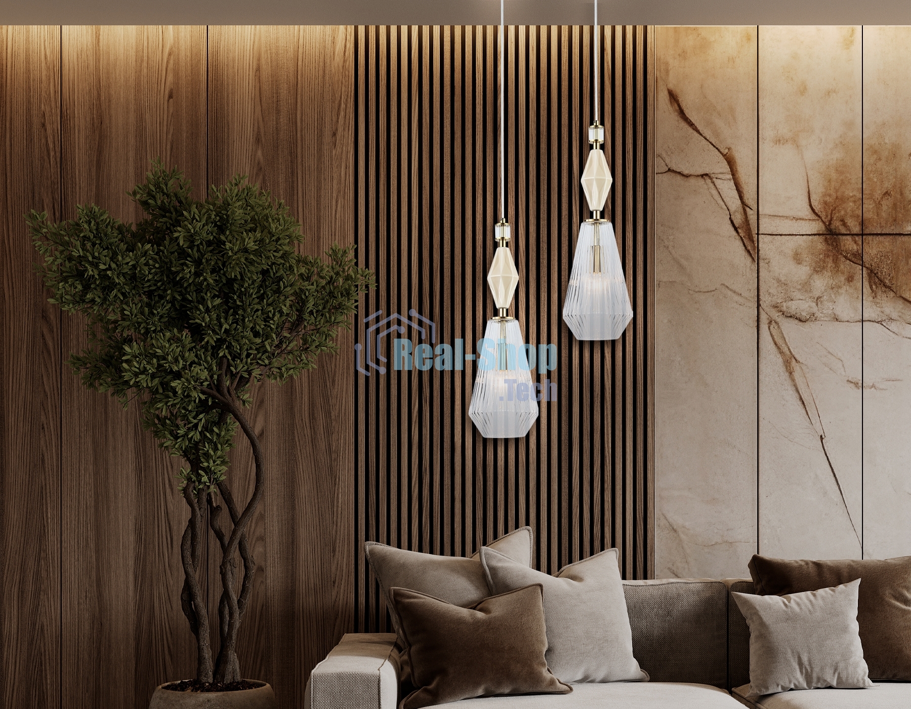 Светильник Ambrella light LH53181 BS/CL латунь/прозрачный E14 max 40W D140*1950