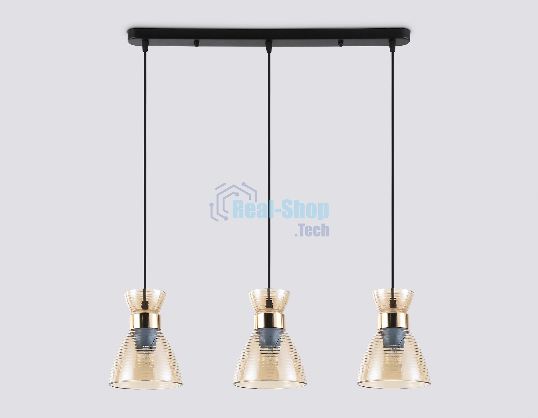 Светильник Ambrella light TR3404/3 BK/FGD/TI черный/золото/янтарь E27/3 max 60W 550*135*1000
