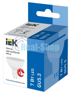 Лампа светодиодная IEK LLE-MR16-7-230-65-GU5 ECO MR16 софит 7Вт 230В 6500К GU5.3