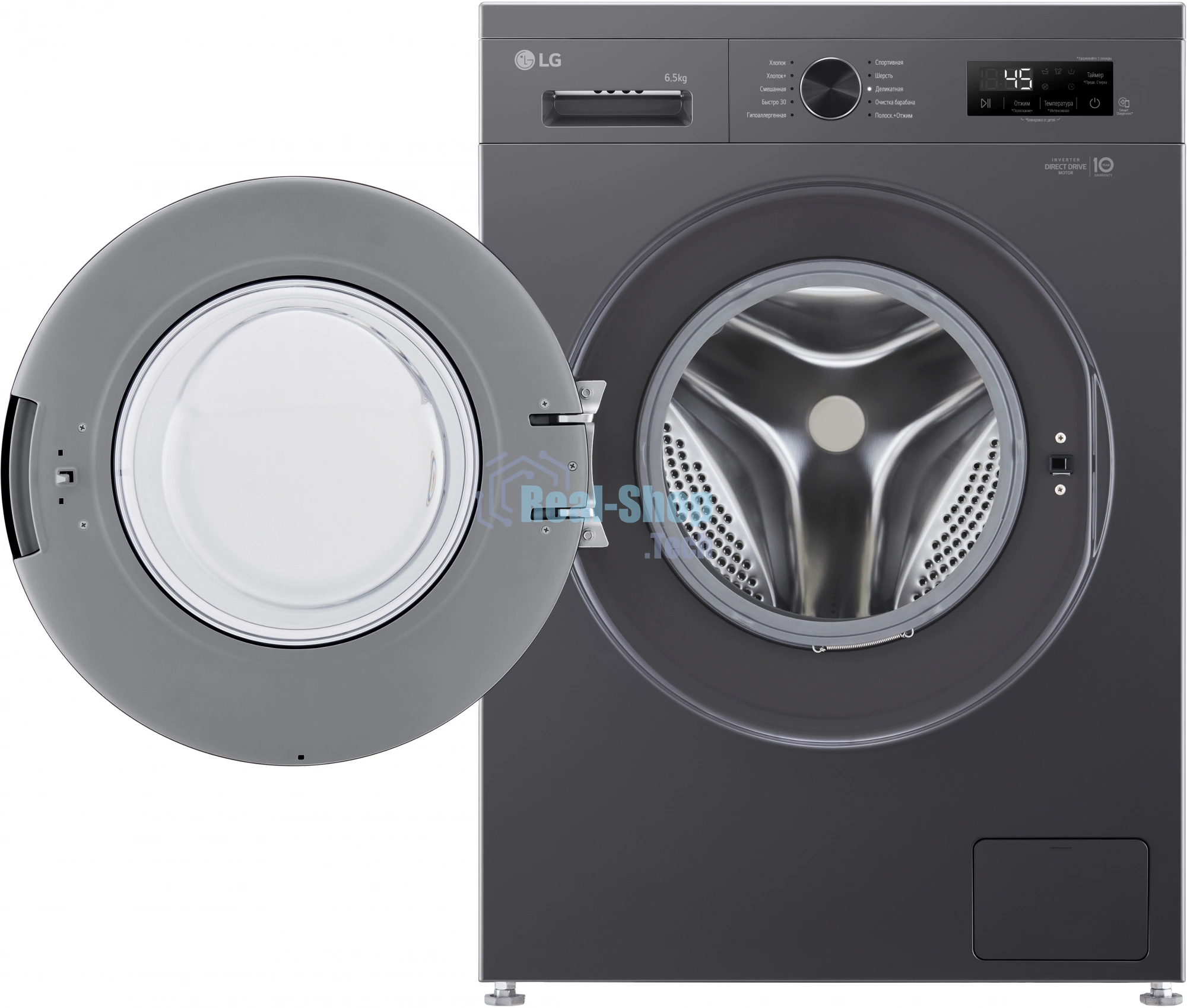 Стиральная машина LG F2Y1WS6J темно-серый, загрузка фронтальная 6,5 кг, 1200 об/мин., класс: A