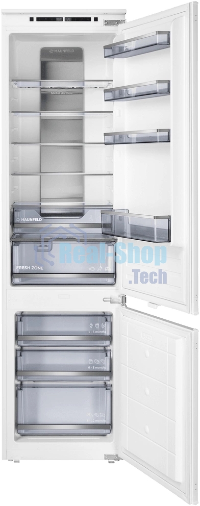Встраиваемый холодильник Maunfeld MBF193NFWGR Inverter белый двухкамерный 209/64 л морозилка снизу, No Frost