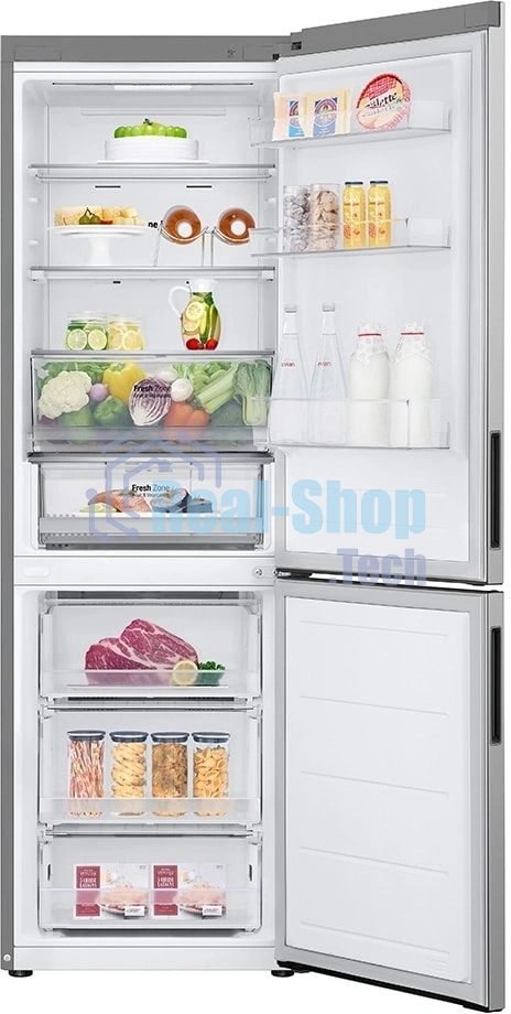 Холодильник LG GC-B459ANMW серебристый двухкамерный 234/110л морозилка снизу, No Frost