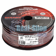 Кабель акустический Rexant 2х0,75 м м², красно-черный, бухта 100 м