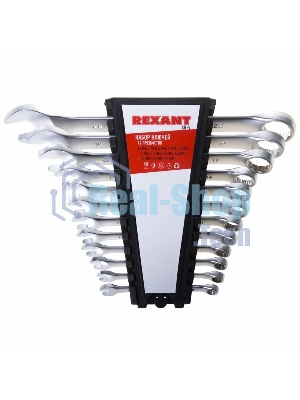 Набор ключей комбинированных Rexant (6-14, 17, 19, 22 мм), 12 шт., CrV, зеркальное хромирование