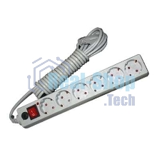 Удлинитель с сетевым фильтром 6х1.8 м с заземл. 10А IP20 защ. шторки ПВС 3х0.75 сер. UNIVersal 967U-5001