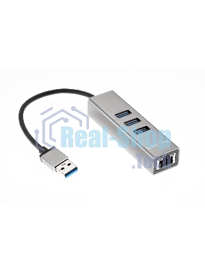 Переходник Telecom USB 3.0 - RJ-45 1000Mbps +3 USB3.0, Aluminum Shell, 0.2м TA311U