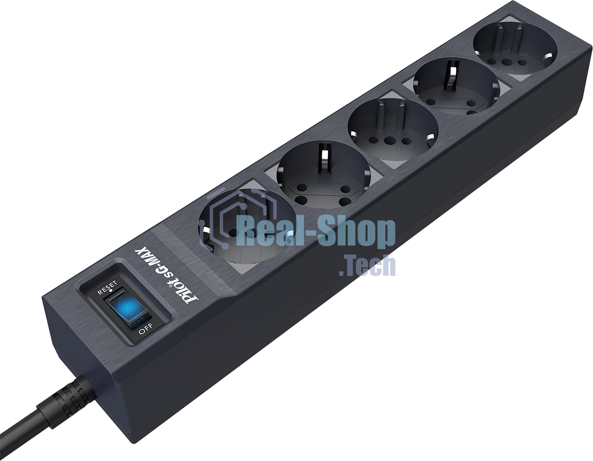 Сетевой фильтр Pilot sG-Max 5 outlets (GP), 15А/3.3 kVt, automatic circuit-breaker, 7 m, gfaphite