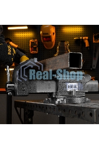 Тиски слесарные Denzel BVH-200, 200 мм, поворотные, стальная направляющая, с наковальней