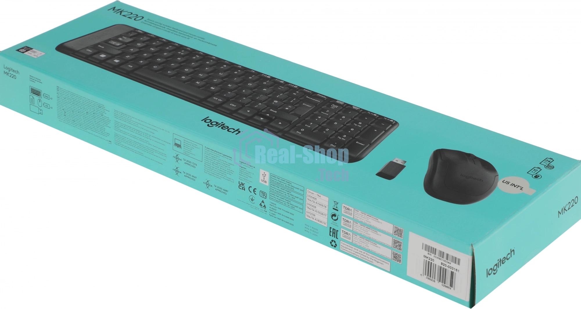 Комплект клавиатура+мышь Logitech MK220 беспроводной, USB, 1000 DPI, чёрный