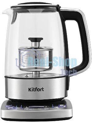 Чайник электрический Kitfort КТ-8717 1.7л. 2200Вт нержавеющая сталь/черный корпус: стекло/металл/пластик