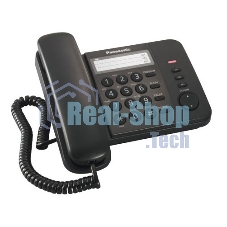 Телефон проводной Panasonic KX-TS2352RUB черный индикатор вызова,порт для доп. телеф. оборуд.,4 уровня громкости звонка