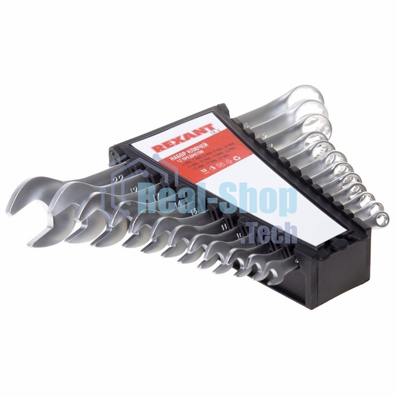 Набор ключей комбинированных Rexant (6-14, 17, 19, 22 мм), 12 шт., CrV, зеркальное хромирование