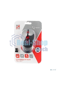 Мышь беспроводная Gembird MUSW-221-R черный/красный, 1600 dpi, радиоканал, USB, кнопки - 6