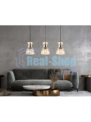Светильник Ambrella light TR3404/3 BK/FGD/TI черный/золото/янтарь E27/3 max 60W 550*135*1000