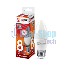 Лампа светодиодная LED-СВЕЧА-VC 8Вт 230В E27 6500К 720лм IN HOME 4690612024820