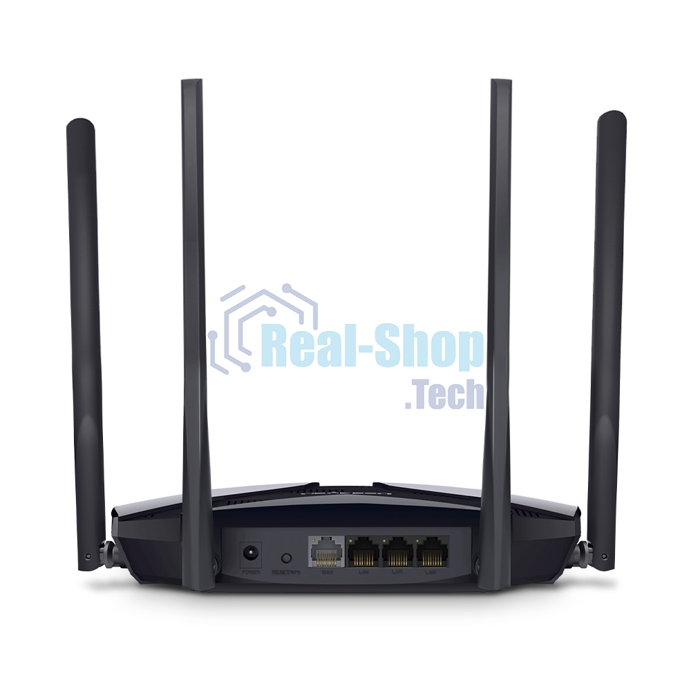 Роутер Mercusys MR70X AX1800 Dual-Band WiFi 6 Router, 574 Mbps at 2.4 GHz + 1201 Mbps at 5 GHz,4× Fixed External Antennas, 3× Gigabit LAN Ports, 1× Gigabit WAN Port, 1024-QAM, OFDMA, Router/Access Point Mode, MU-MIMO, WPA3, TWT, BSS Color