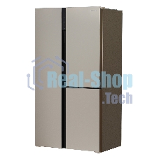 Холодильник Hyundai CS5073FV шампань стекло трехкамерный инвертер Side by Side 292/167л морозилка сбоку