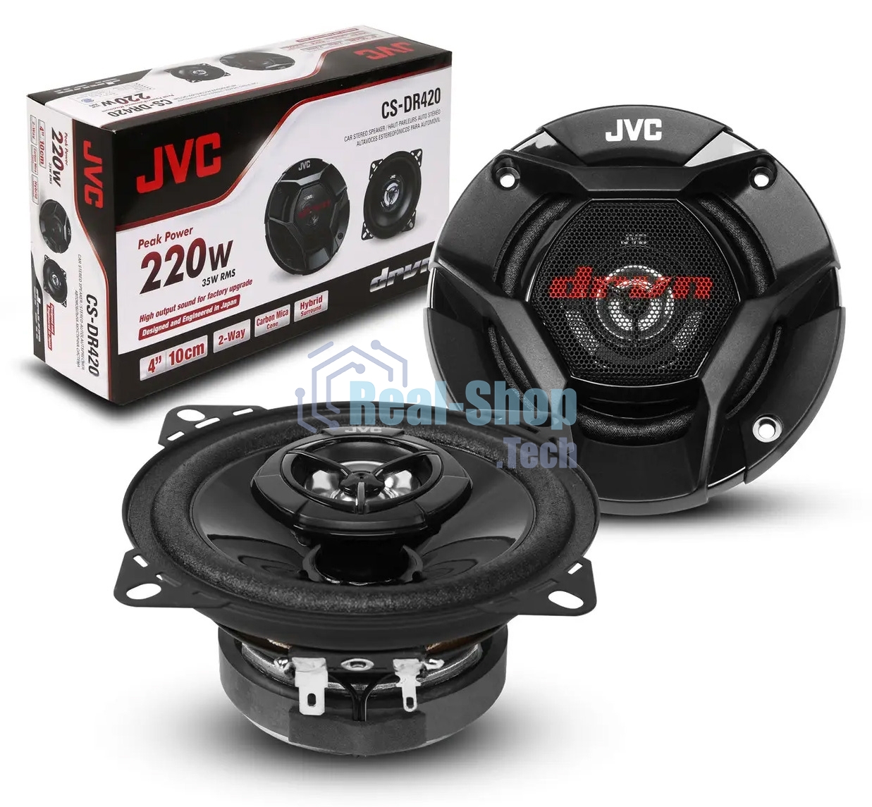 Колонки автомобильные JVC CS-DR420 220Вт 88дБ 4Ом 10см (4дюйм) (ком.:2кол.) коаксиальные двухполосные