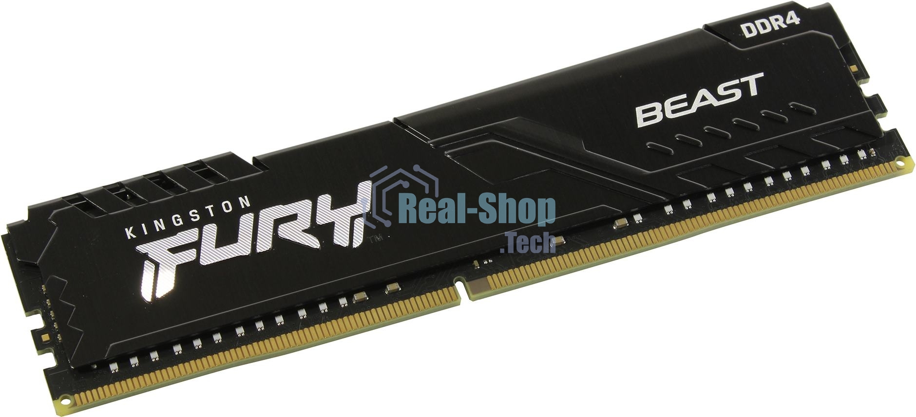 Оперативная память Kingston Fury Beast, DDR4, 16GB (1x16GB), 3200MHz, CL16, DIMM, с радиатором, черный