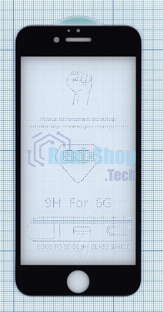 Защитное стекло 6D для Apple iPhone 6/6S черный