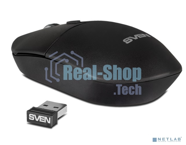 Мышь беспроводная SVEN RX-515SW черный, 1600 dpi, радиоканал, USB, кнопки - 4
