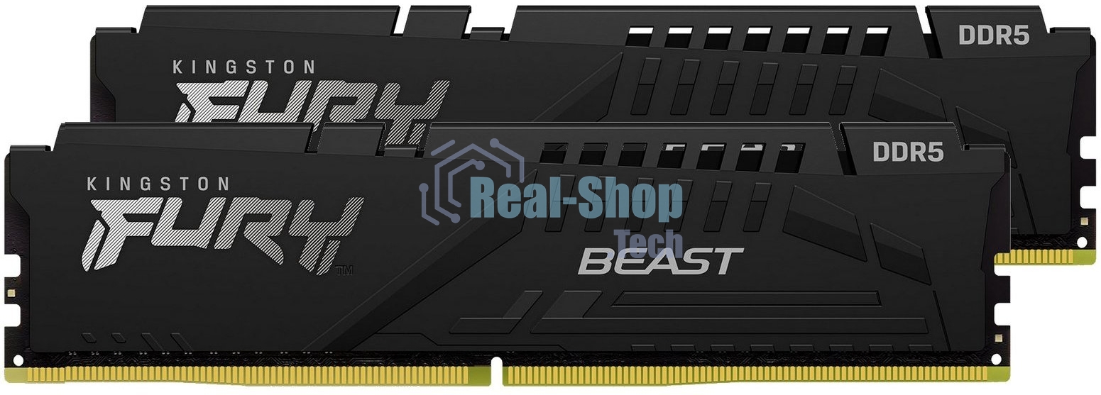 Оперативная память Kingston Fury Beast, DDR5, 16GB (2x8GB), 5600MHz, CL36, DIMM, с радиаторами, черный