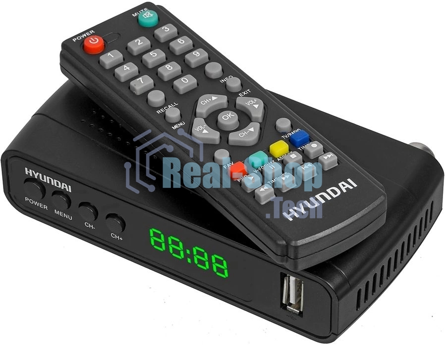Ресивер DVB-T2 Hyundai H-DVB520 + WiFi-адаптер черный