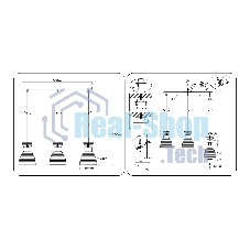 Светильник Ambrella light TR3404/3 BK/FGD/TI черный/золото/янтарь E27/3 max 60W 550*135*1000
