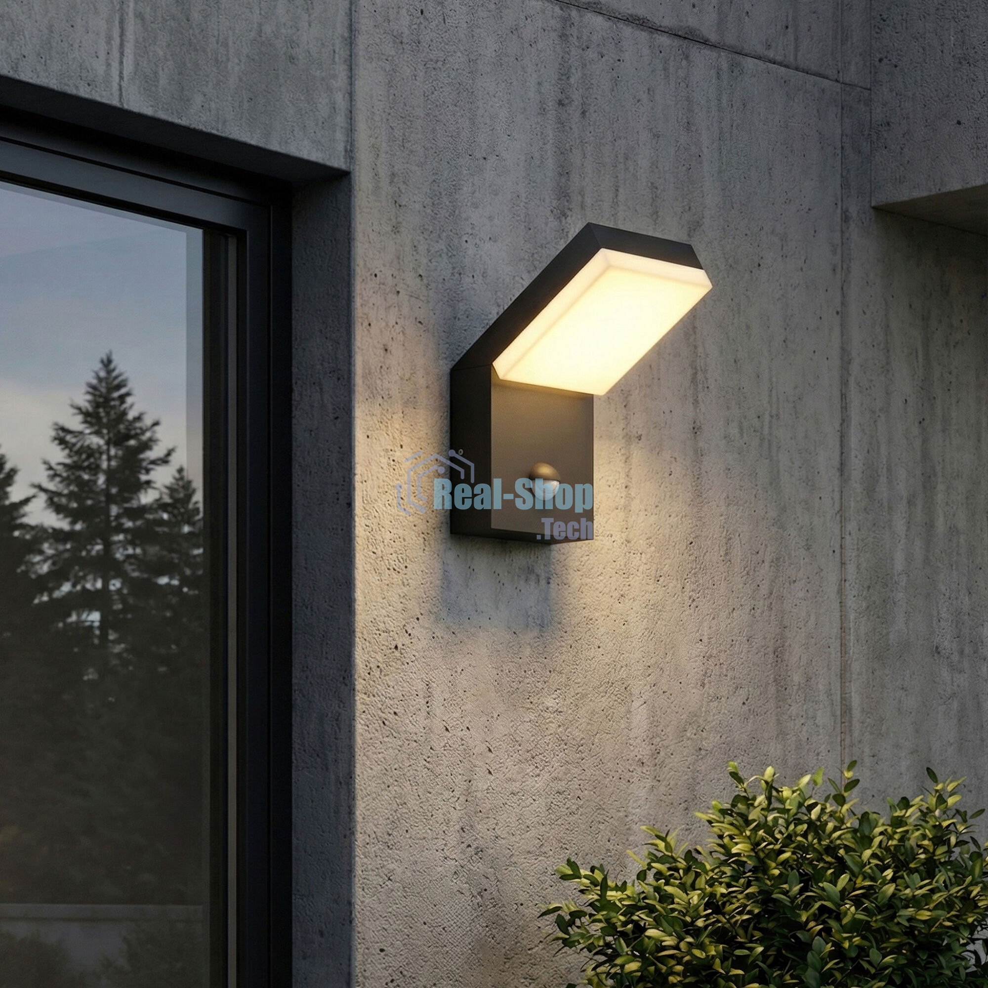 1541 TECHNO LED / Светильник садово-парковый со светодиодами с датчиком движения 3000K чёрный
