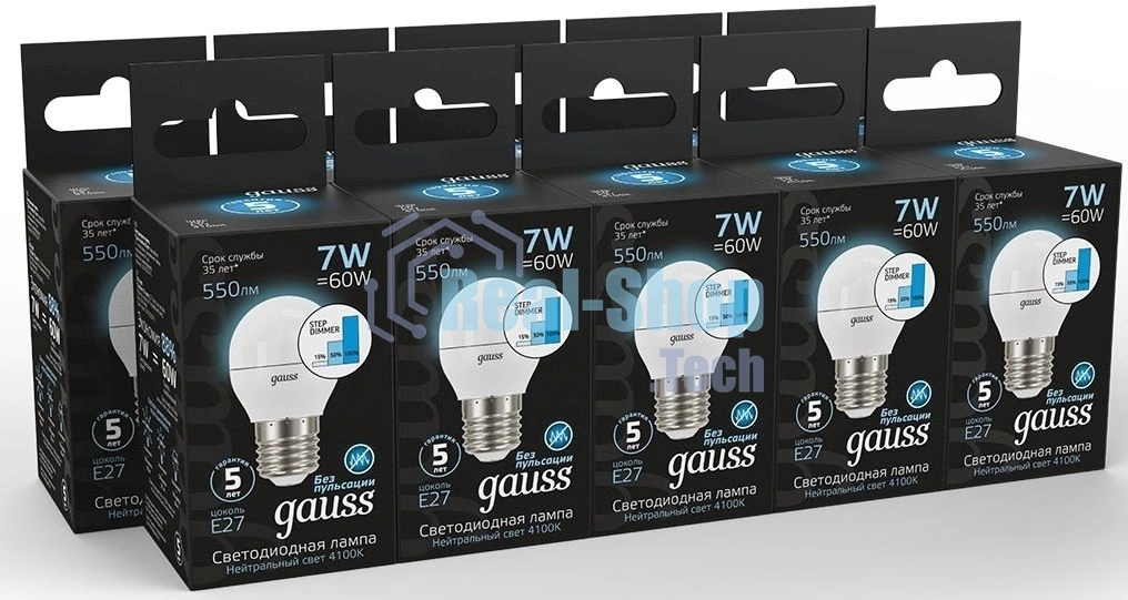 Лампа светодиодная Gauss LED Globe 7Вт E27 4100К step diммable (диммир.)