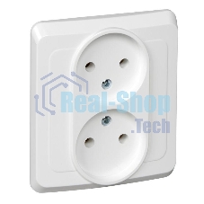Розетка 2-м СП Этюд 16А IP20 без заземл. бел. SchE PC16-005B