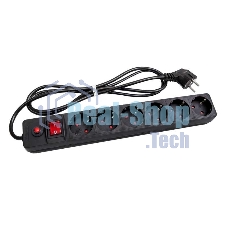 Удлинитель с сетевым фильтром 6х7 м с заземл. 10А IP20 защ. шторки ПВС 3х0.75 черный UNIVersal 967U-4007