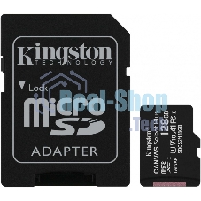Флеш карта microSDHC 128Gb microSDXC Kingston SDCS2/128Gb Class10 UHS-I Canvas Select up to 100Mb/s с адапт.