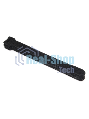 Хомуты-липучки на основе ленты Velcro VT-145x11BK 145 x 11 мм, черные (12 шт.)
