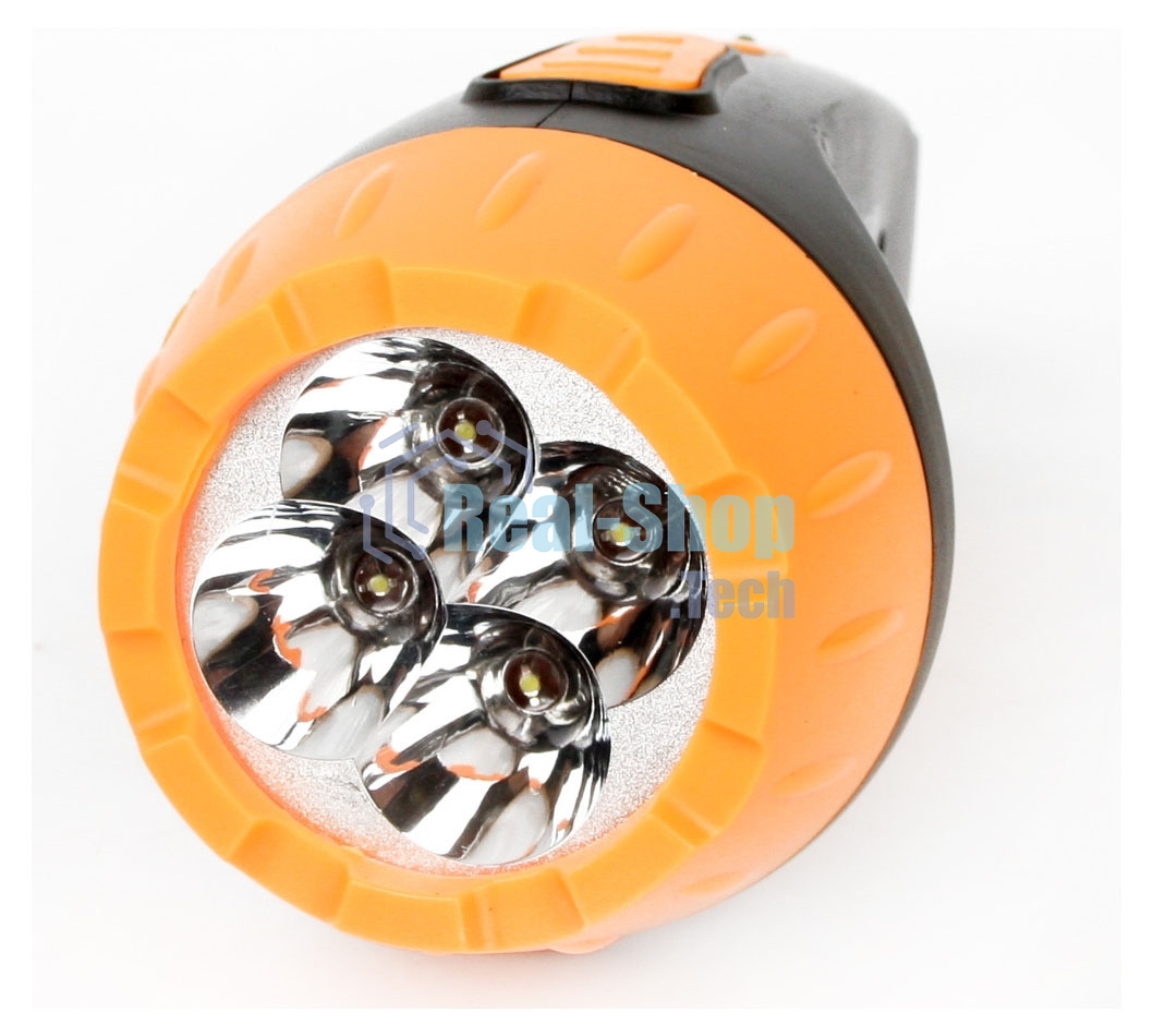 Фонарь LED 3804 (аккум 220В черн/жел. 4 LED; SLA пласт. короб) Ultraflash 9215