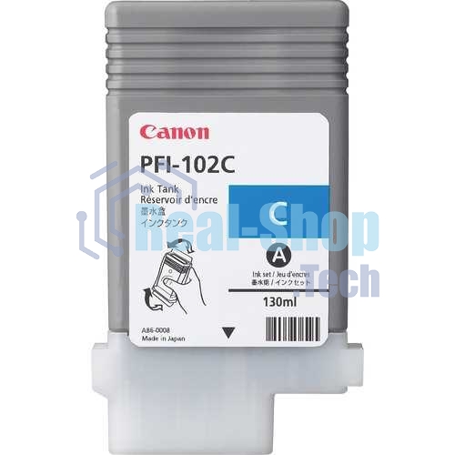 Картридж струйный Canon PFI-102C (0896B001) голубой (130 мл.) для Canon imagePROGRAF iPF605, iPF610., iPF650, iPF655, iPF710, iPF750, iPF755, LP17, iPF510