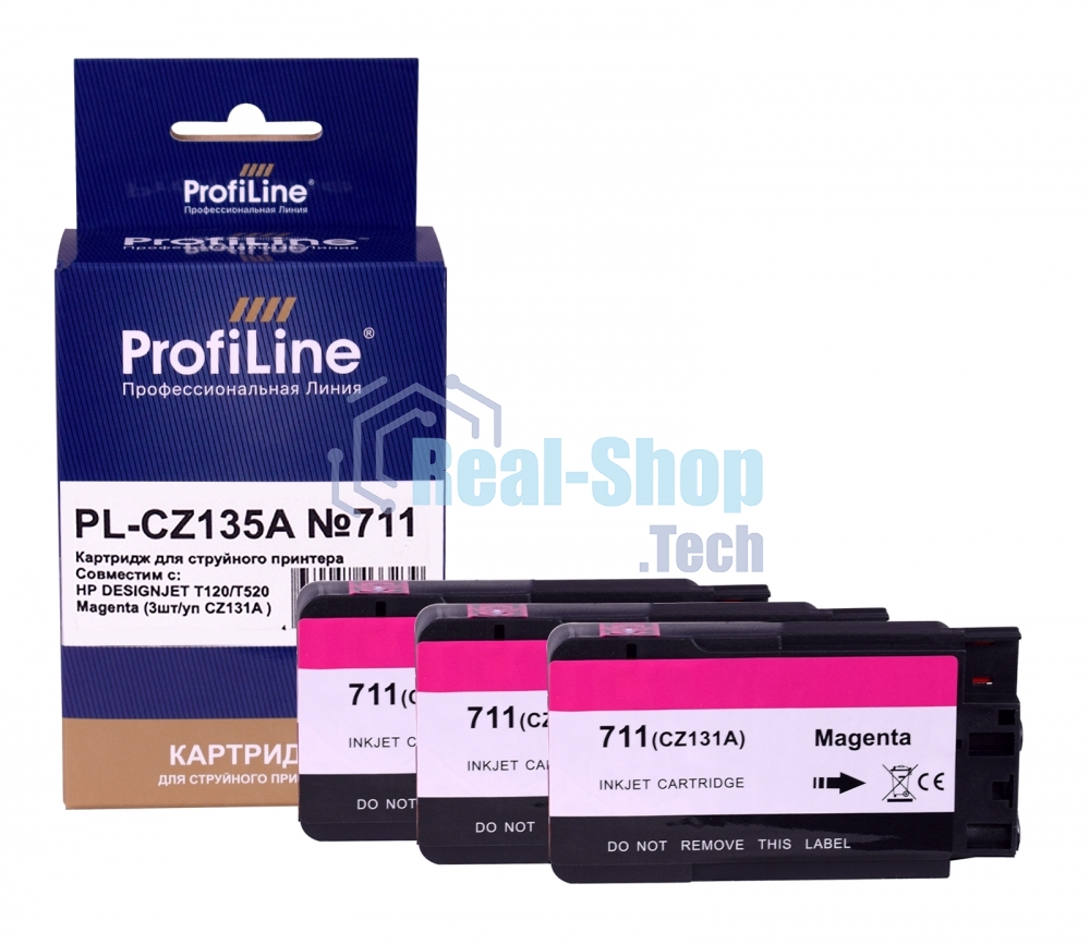 Картридж ProfiLine PL-CZ135A №711 для принтеров HP DESIGNJET T120/T520 Magenta (3 шт/уп CZ131A)